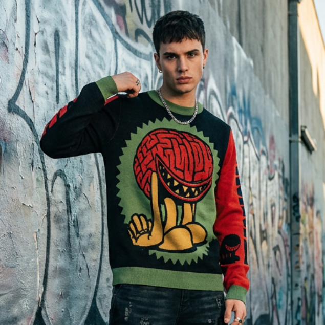 Brainlington Knitted Crew Neck Sweater